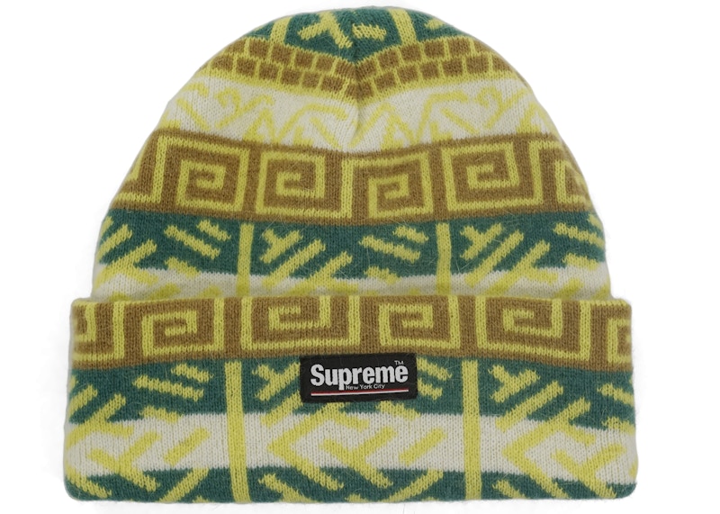 Supreme Brushed Pattern Beanie Green