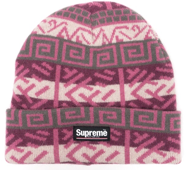 supreme-brushed-pattern-beanie-purple