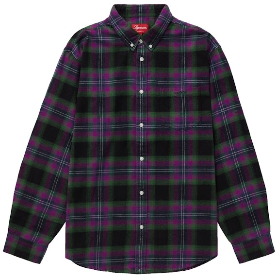 supreme-brushed-plaid-flannel-shirt-black