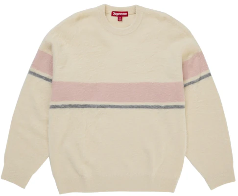Supreme Brushed Stripe Sweater Ivory Putih Garis Bergaya Buy Supreme Brushed Stripe Sweater Ivory Putih Garis Bergaya