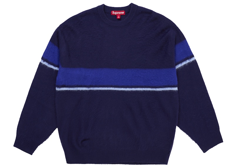 Supreme Brushed Stripe Sweater Navy