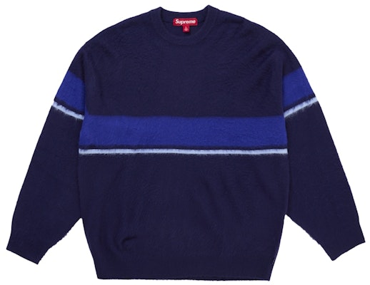 Supreme Brushed Stripe Sweater Navy Buy Supreme Brushed Stripe Sweater Navy