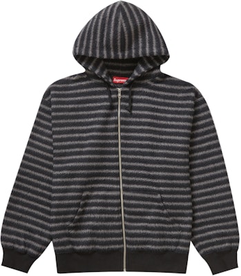 Supreme Brushed Zip Up Hooded Sweatshirt Black Novelship
