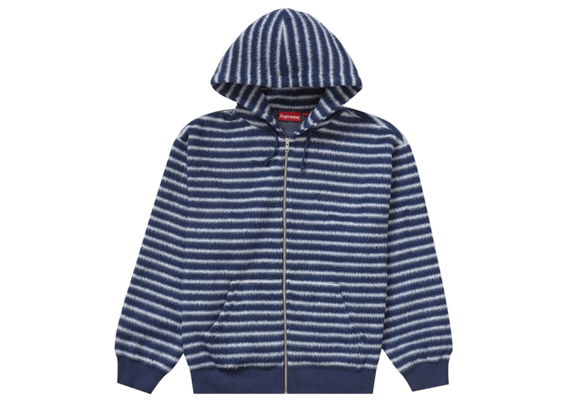 Supreme Brushed Zip Up Hooded Sweatshirt Navy
