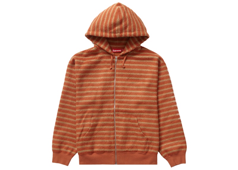 Supreme Brushed Zip Up Hooded Sweatshirt Orange