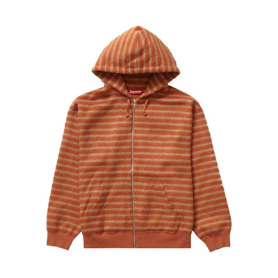 Supreme Brushed Zip Up Hooded Sweatshirt Orange