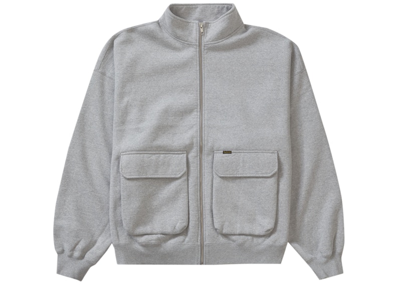 Supreme Cargo Pocket Zip Up Sweatshirt Heather Grey