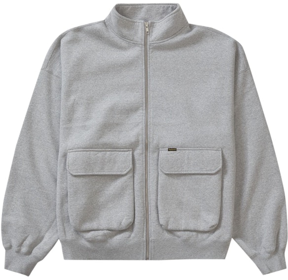 supreme-cargo-pocket-zip-up-sweatshirt-heather-grey