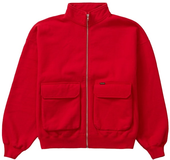 supreme-cargo-pocket-zip-up-sweatshirt-red