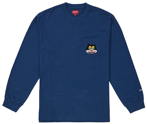 Supreme Cat L/S Pocket Tee Navy Buy Supreme Cat L/S Pocket Tee Navy