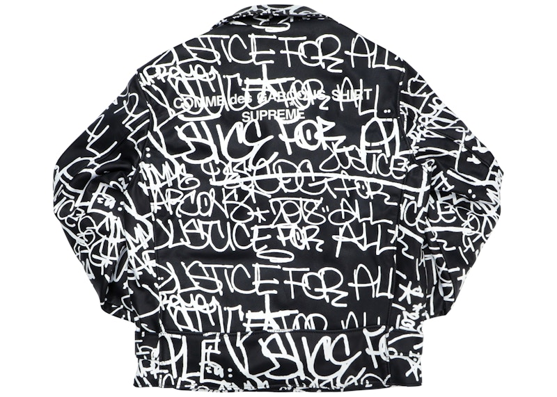 Order Jaket Kulit Supreme CDG Comme des Garcons SHOTT Painted Perfecto Hitam