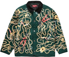 Supreme Chains Quilted Jacket Dark Green Supreme Chains Quilted Jacket Dark Green