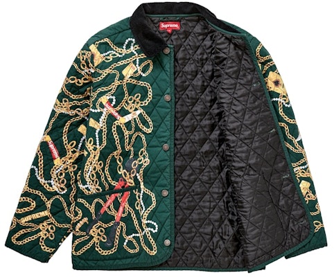 Supreme Chains Quilted Jacket Dark Green Order Supreme Chains Quilted Jacket Dark Green