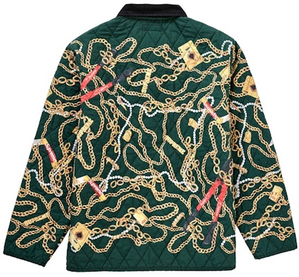 Supreme Chains Quilted Jacket Dark Green Lookbook Supreme Chains Quilted Jacket Dark Green