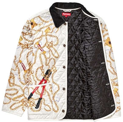 Supreme Chains Quilted Jacket White Order Supreme Chains Quilted Jacket White