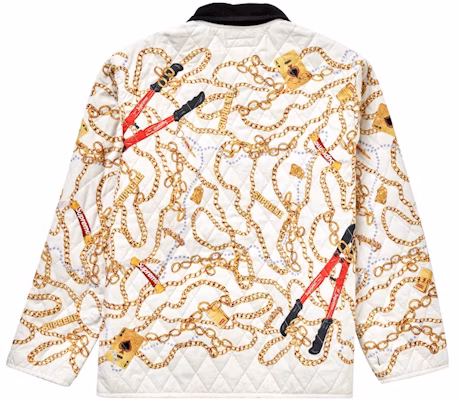 Supreme Chains Quilted Jacket White Lookbook Supreme Chains Quilted Jacket White