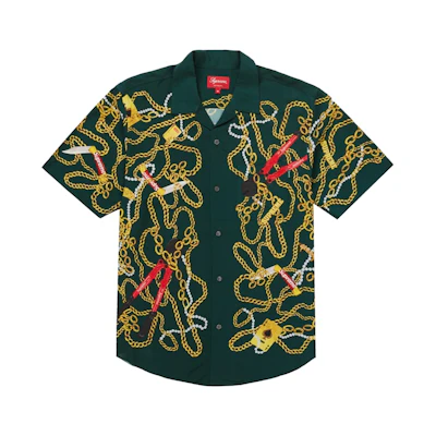 Supreme Chains Rayon S/S Shirt Dark Green