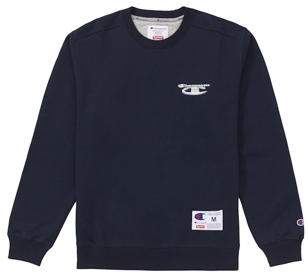 supreme-champion-3-d-metallic-crewneck-navy