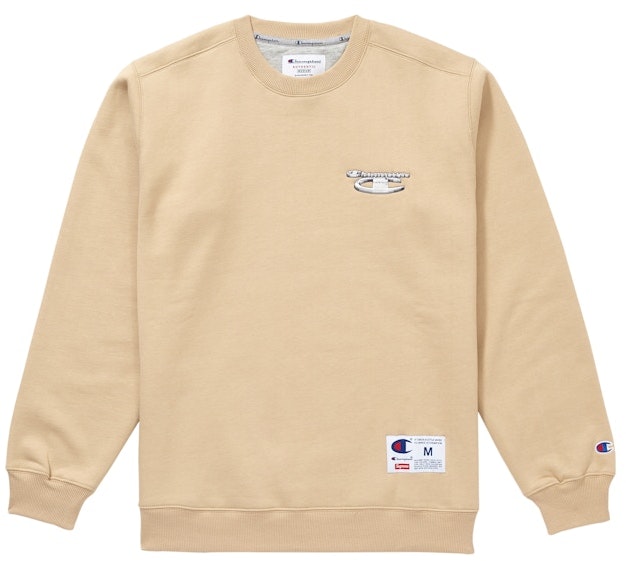 supreme-champion-3-d-metallic-crewneck-tan