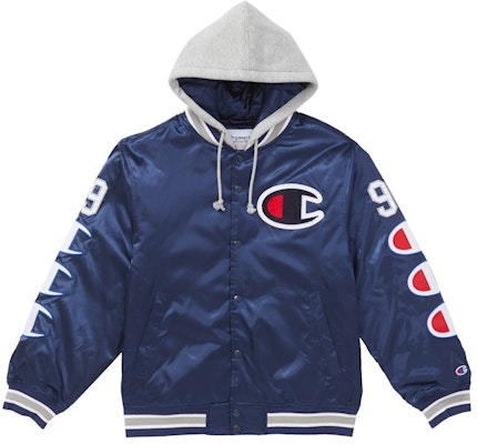 至尊冠军海军蓝带帽缎面棒球夹克 Buy 至尊冠军海军蓝带帽缎面棒球夹克