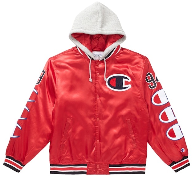 supreme-champion-hooded-satin-varsity-jacket-red