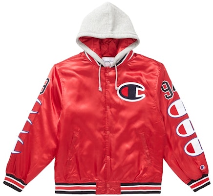 紅色 Supreme Champion 帽T絨緞棒球外套 Buy 紅色 Supreme Champion 帽T絨緞棒球外套