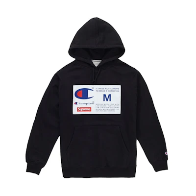 Supreme Champion Label Hooded Sweatshirt Black