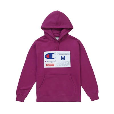 Supreme Champion Label Hooded Sweatshirt Bright Purple