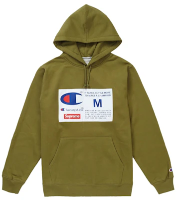 Supreme Champion Label Hooded Sweatshirt Olive Buy Supreme Champion Label Hooded Sweatshirt Olive