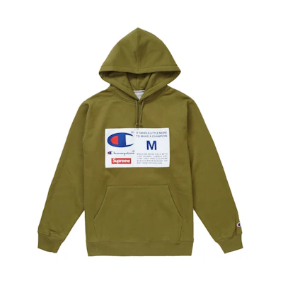 Supreme Champion Label Hooded Sweatshirt Olive