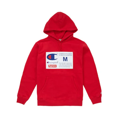 Supreme Champion Label Hooded Sweatshirt Red