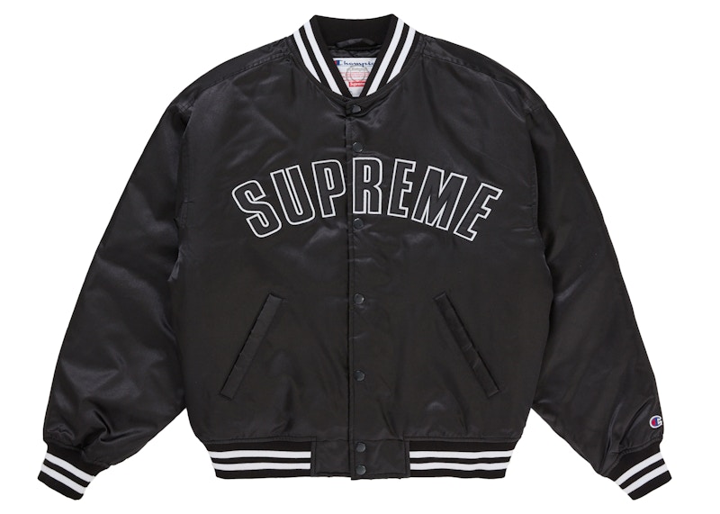 Supreme Champion Satin Varsity Jacket Black