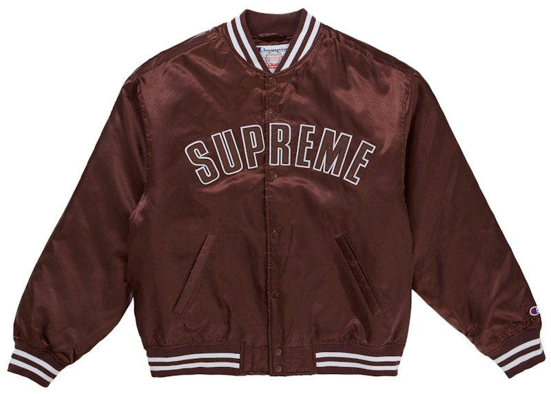 Supreme Champion Satin Varsity Jacket Brown