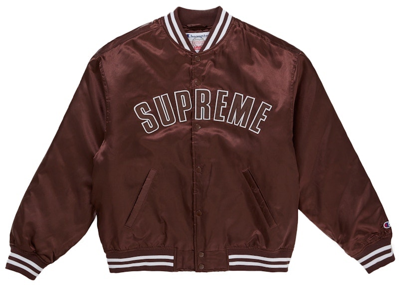 supreme-champion-satin-varsity-jacket-brown