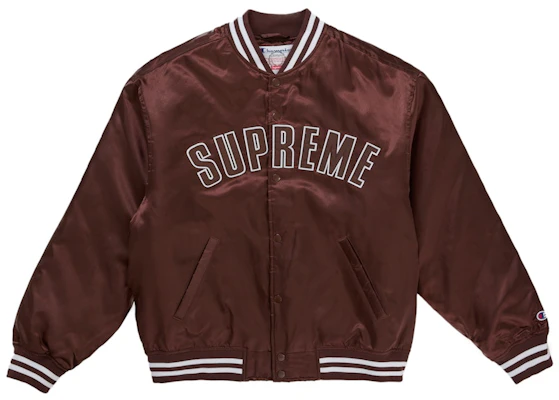 Supreme Champion Satin Varsity Jacket Brown Buy Supreme Champion Satin Varsity Jacket Brown