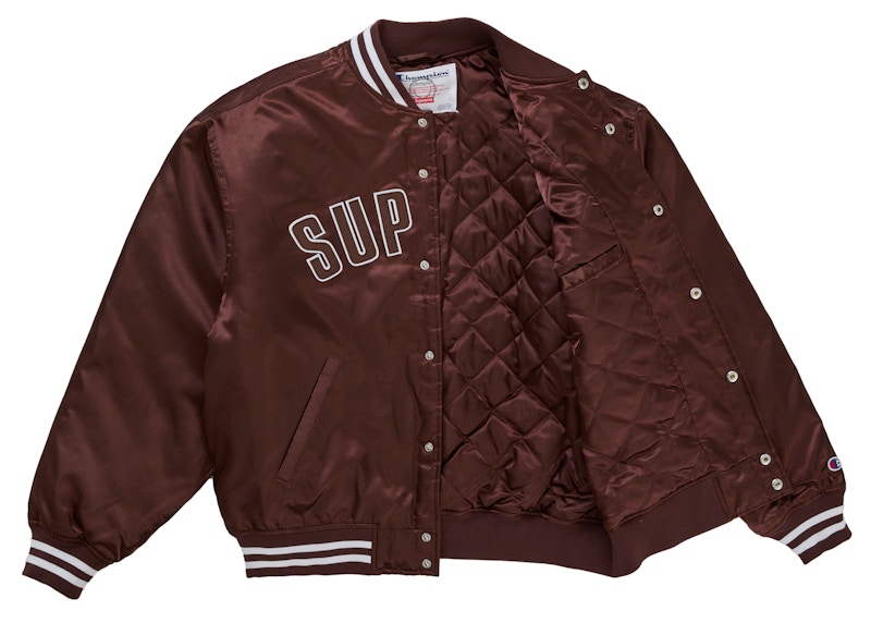 Order Supreme Champion Satin Varsity Jacket Brown