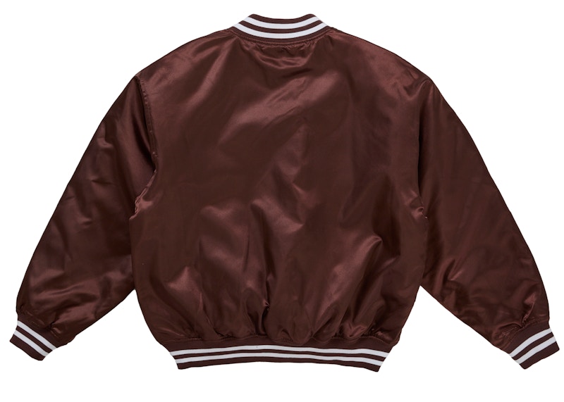 Lookbook Supreme Champion Satin Varsity Jacket Brown