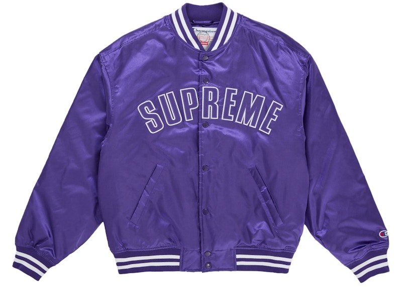 Supreme Champion Satin Varsity Jacket Purple