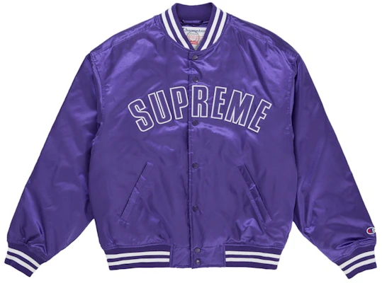 Supreme Champion Satin Varsity Jacket Purple Buy Supreme Champion Satin Varsity Jacket Purple
