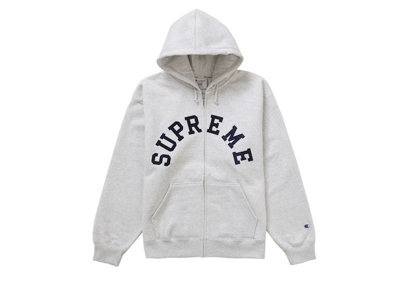Supreme Champion Zip Up Hooded Sweatshirt Ash Grey