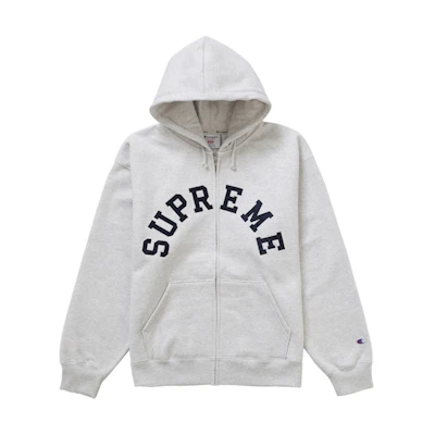 Supreme Champion Zip Up Hooded Sweatshirt Ash Grey