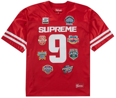 슈프림 챔피언 자수 레드 풋볼 저지
Buy 슈프림 챔피언 자수 레드 풋볼 저지