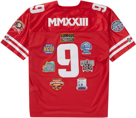 Supreme Championships Embroidered Football Jersey Red - Novelship
