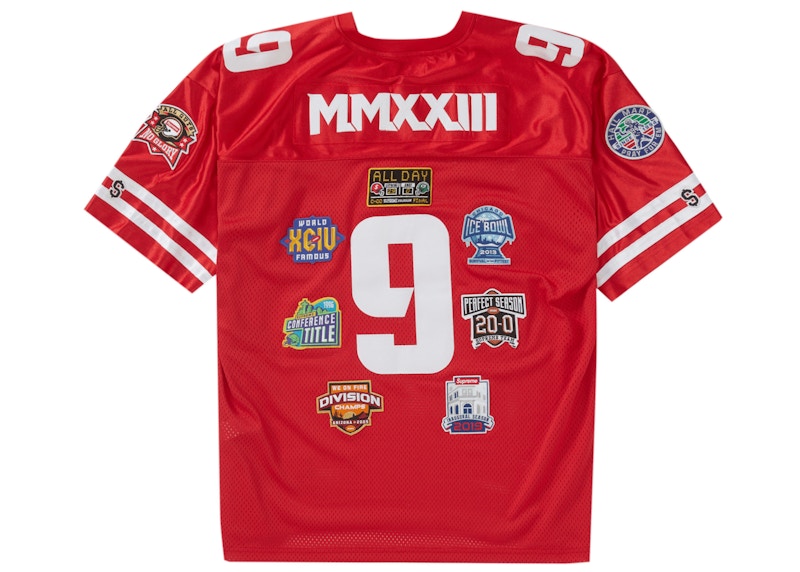 Order 슈프림 챔피언 자수 레드 풋볼 저지 
