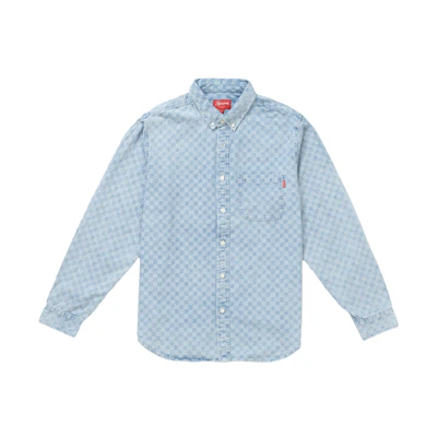 Supreme Checkered Denim Shirt Blue