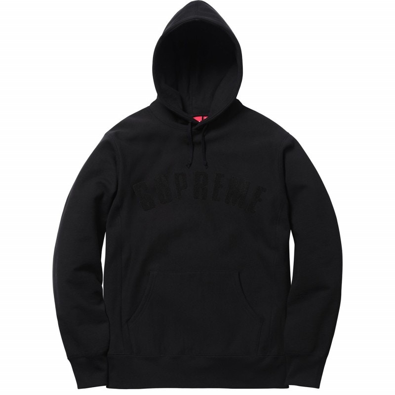 Supreme Chenille Arc Logo Hooded Sweatshirt Black