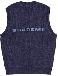 Supreme Chenille Sweater Vest Navy Lelaki Buy Supreme Chenille Sweater Vest Navy Lelaki