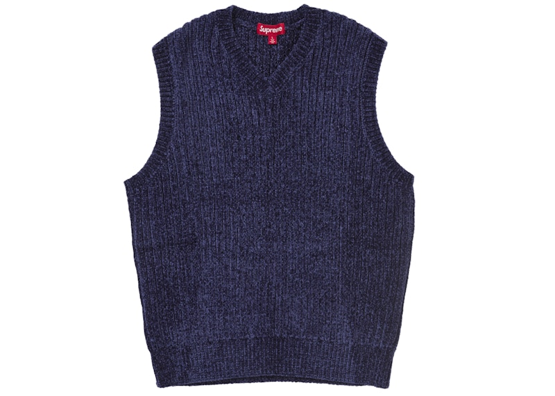 Order Supreme Chenille Sweater Vest Navy Rompi Rajut Biru Tua