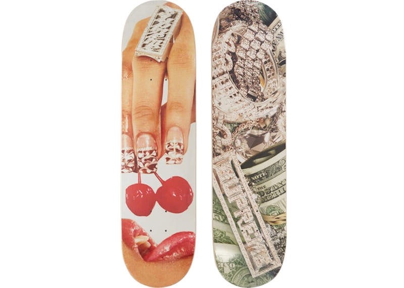 Supreme Cherries & Bling Skateboard Deck Red/Green Set