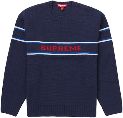 Supreme Chest Stripe Sweater (FW23) Navy - Novelship
